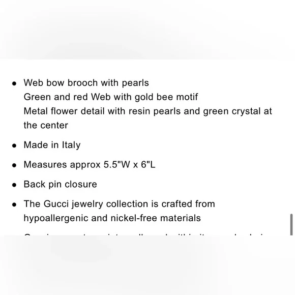 ♥️SOLD♥️NIB GUCCI bee crystal bow brooch - Picture 7 of 7